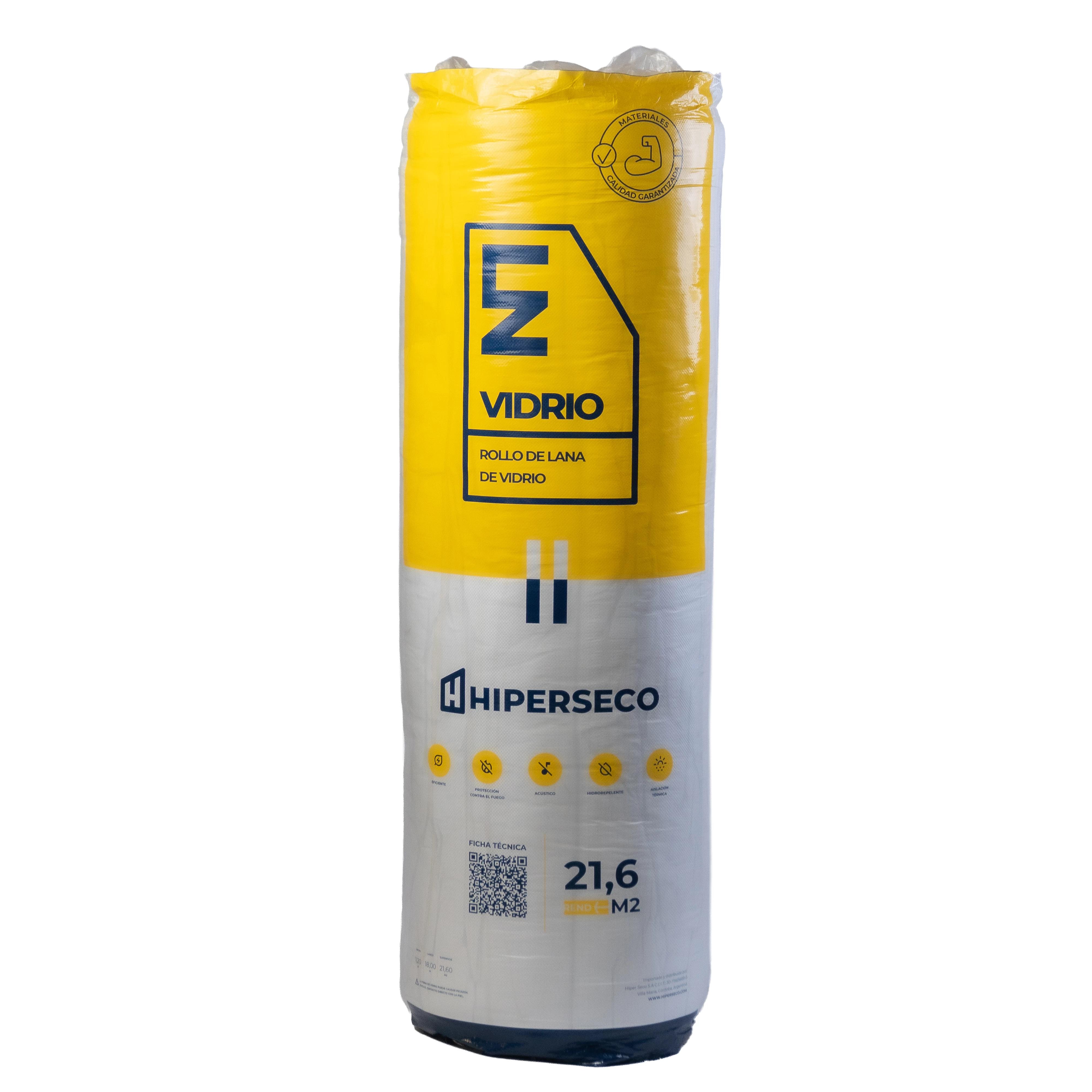 Rollo Lana Vidrio Hiperseco Aluminio 1.2mx18m 80mm